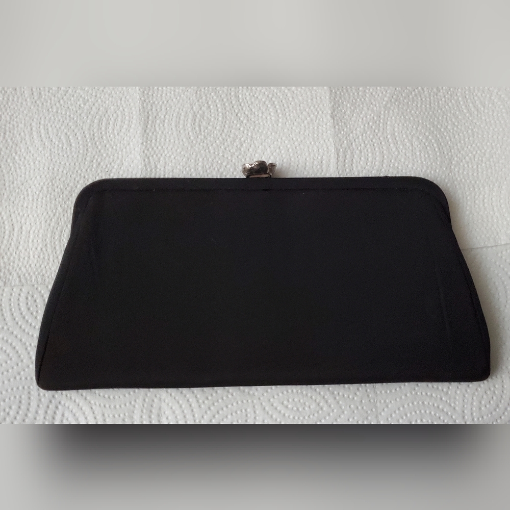 Vintage Black Silky Formal Clutch Purse - Picture 6 of 7